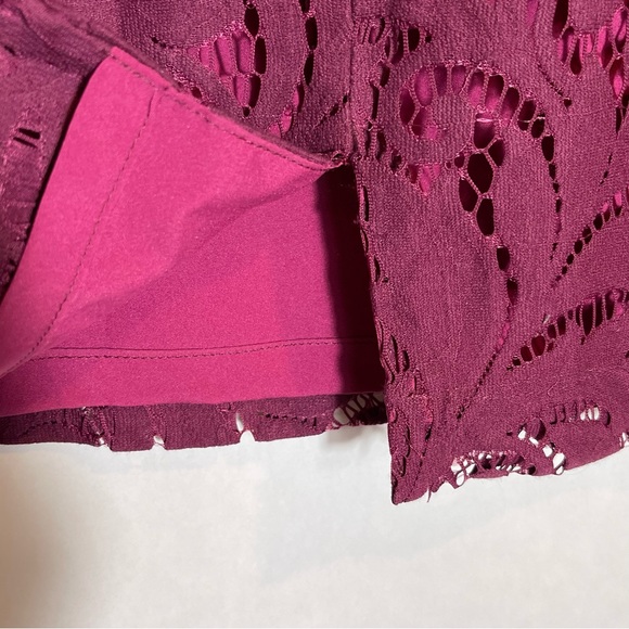 CAbi style 922 Frolic plum lace pencil skirt exposed back zipper - Picture 8 of 9